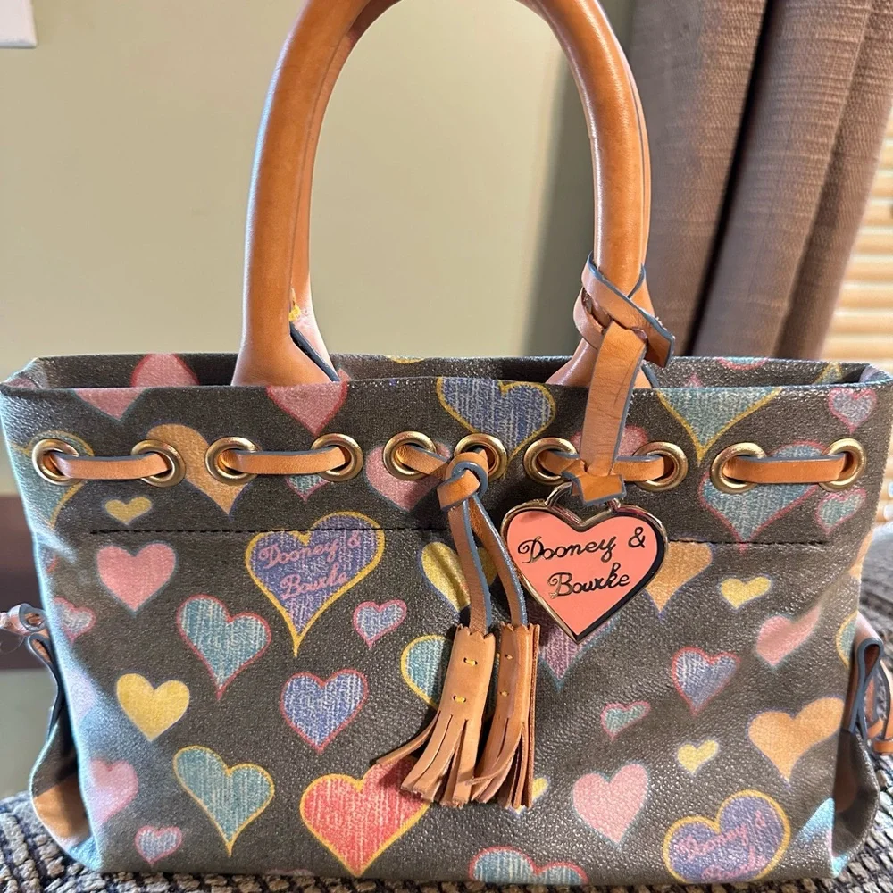 Dooney & Bourke Gray with Multicolor Heart Print - Picture 4 of 11